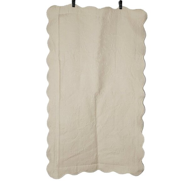 Matelasse Pillow Sham King White Cream Woven Floral Flower Pattern Cottagecore - Picture 4 of 7